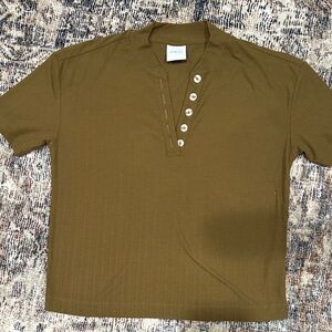 Varley Kasey Mock Placket Rib Tee